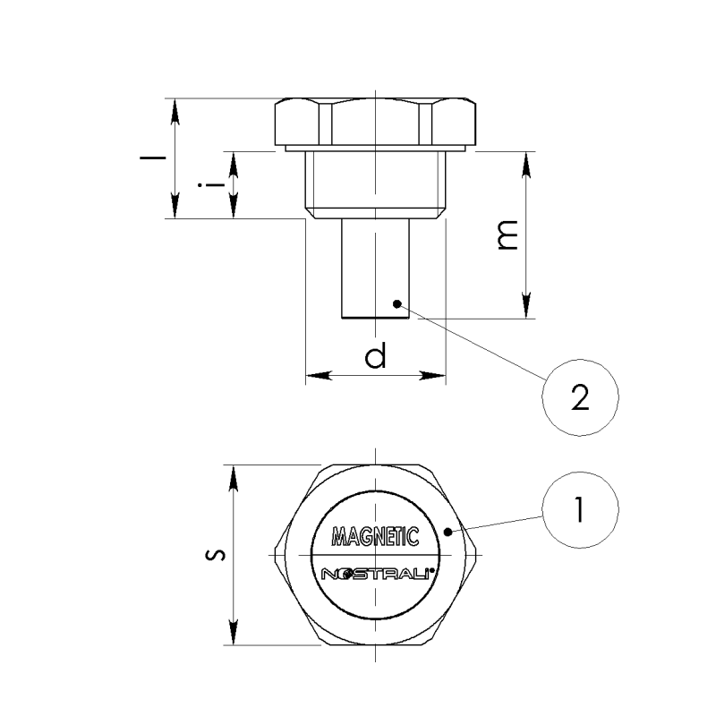 Tappo magnetico a testa esagonale con magnete in neodimio